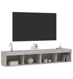 Meubles TV avec lumières LED 2 pcs gris béton 80x30x30 cm