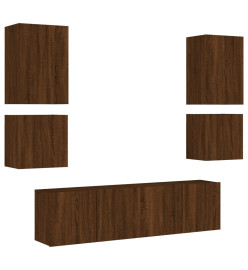 Unités murales TV 6 pcs chêne marron bois d'ingénierie