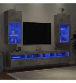 Meubles TV avec lumières LED 2 pcs gris béton 40,5x30x90 cm