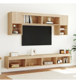 Meubles TV avec lumières LED 2 pcs chêne sonoma 100x30x30 cm