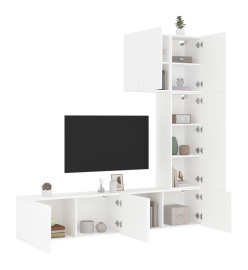 Unités murales TV 5 pcs blanc bois d'ingénierie