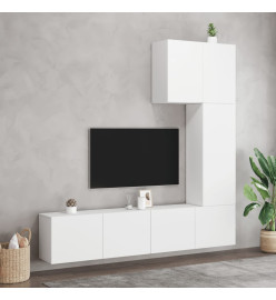 Unités murales TV 5 pcs blanc bois d'ingénierie