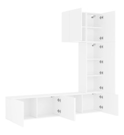 Unités murales TV 5 pcs blanc bois d'ingénierie