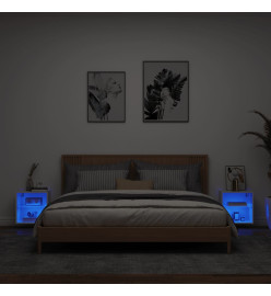 Tables de chevet murales avec lumières LED 2 pcs blanc