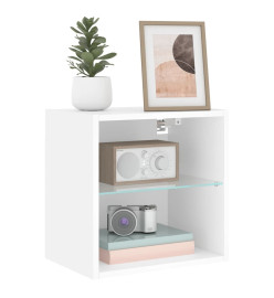 Tables de chevet murales avec lumières LED 2 pcs blanc