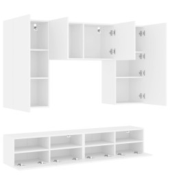 Unités murales TV 5 pcs blanc bois d'ingénierie