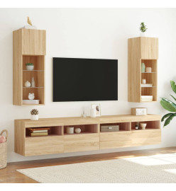 Meubles TV avec lumières LED 2 pcs chêne sonoma 30,5x30x90 cm