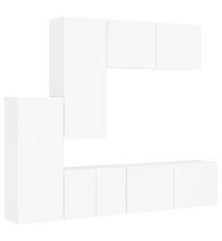 Unités murales TV 5 pcs blanc bois d'ingénierie