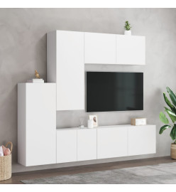 Unités murales TV 5 pcs blanc bois d'ingénierie