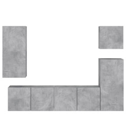 Unités murales TV 5 pcs gris béton bois d'ingénierie