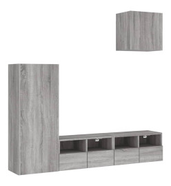 Unités murales TV 4 pcs sonoma gris bois d'ingénierie