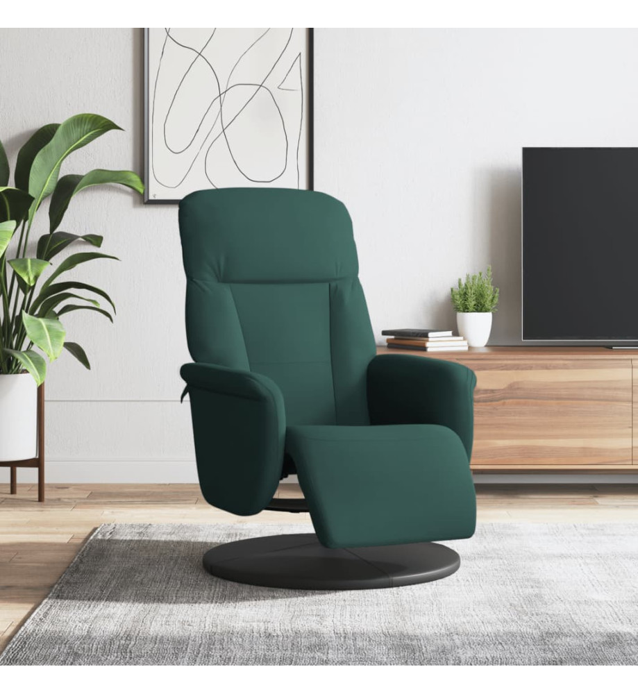 Fauteuil inclinable avec repose-pied vert foncé velours