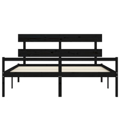 Cadre de lit avec tête de lit noir 200x200 cm bois massif