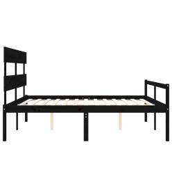 Cadre de lit avec tête de lit noir 200x200 cm bois massif