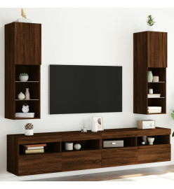 Meubles TV avec lumières LED 2 pcs chêne marron 30,5x30x102 cm