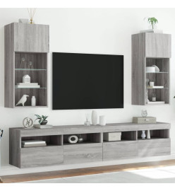 Meubles TV avec lumières LED 2 pcs sonoma gris 40,5x30x90 cm