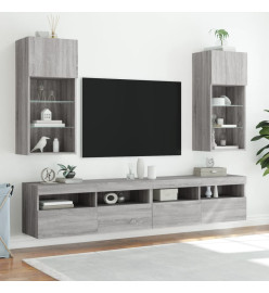 Meubles TV avec lumières LED 2 pcs sonoma gris 40,5x30x90 cm