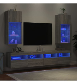 Meubles TV avec lumières LED 2 pcs sonoma gris 40,5x30x90 cm