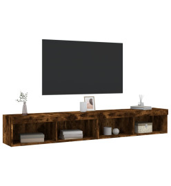 Meubles TV avec lumières LED 2 pcs chêne fumé 100x30x30 cm