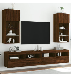 Meubles TV avec lumières LED 2 pcs chêne marron 40,5x30x90 cm