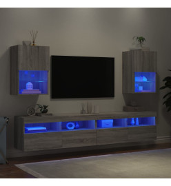 Meubles TV avec lumières LED 2 pcs sonoma gris 40,5x30x60 cm