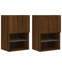 Meubles TV avec lumières LED 2 pcs chêne marron 40,5x30x60 cm