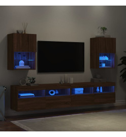 Meubles TV avec lumières LED 2 pcs chêne marron 40,5x30x60 cm