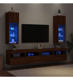 Meubles TV avec lumières LED 2 pcs chêne marron 30,5x30x90 cm