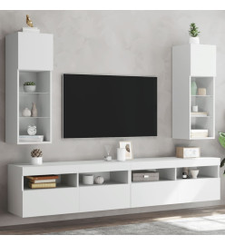 Meubles TV avec lumières LED 2 pcs blanc 30,5x30x90 cm