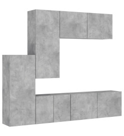 Unités murales TV 5 pcs gris béton bois d'ingénierie