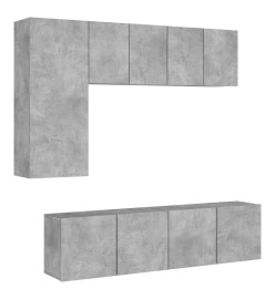 Unités murales TV 5 pcs gris béton bois d'ingénierie