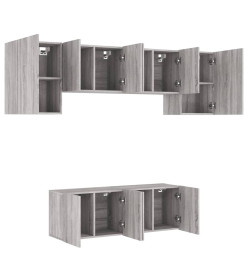 Unités murales TV 6 pcs sonoma gris bois d'ingénierie