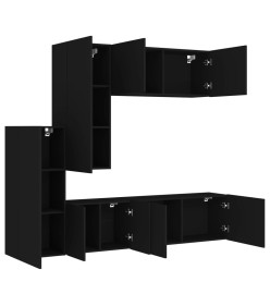 Unités murales TV 5 pcs noir bois d'ingénierie