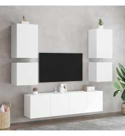 Unités murales TV 6 pcs blanc bois d'ingénierie