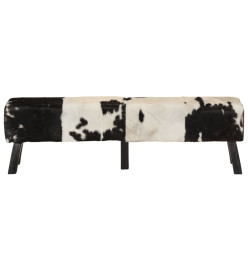 Banc noir et blanc 160x28x50 cm cuir de chèvre véritable