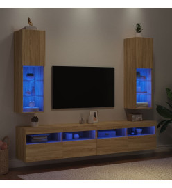 Meubles TV avec lumières LED 2 pcs chêne sonoma 30,5x30x102 cm