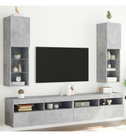 Meubles TV avec lumières LED 2 pcs gris béton 30,5x30x102 cm