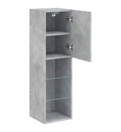 Meubles TV avec lumières LED 2 pcs gris béton 30,5x30x102 cm