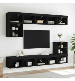 Meubles TV avec lumières LED 2 pcs noir 80x30x30 cm