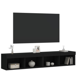 Meubles TV avec lumières LED 2 pcs noir 80x30x30 cm