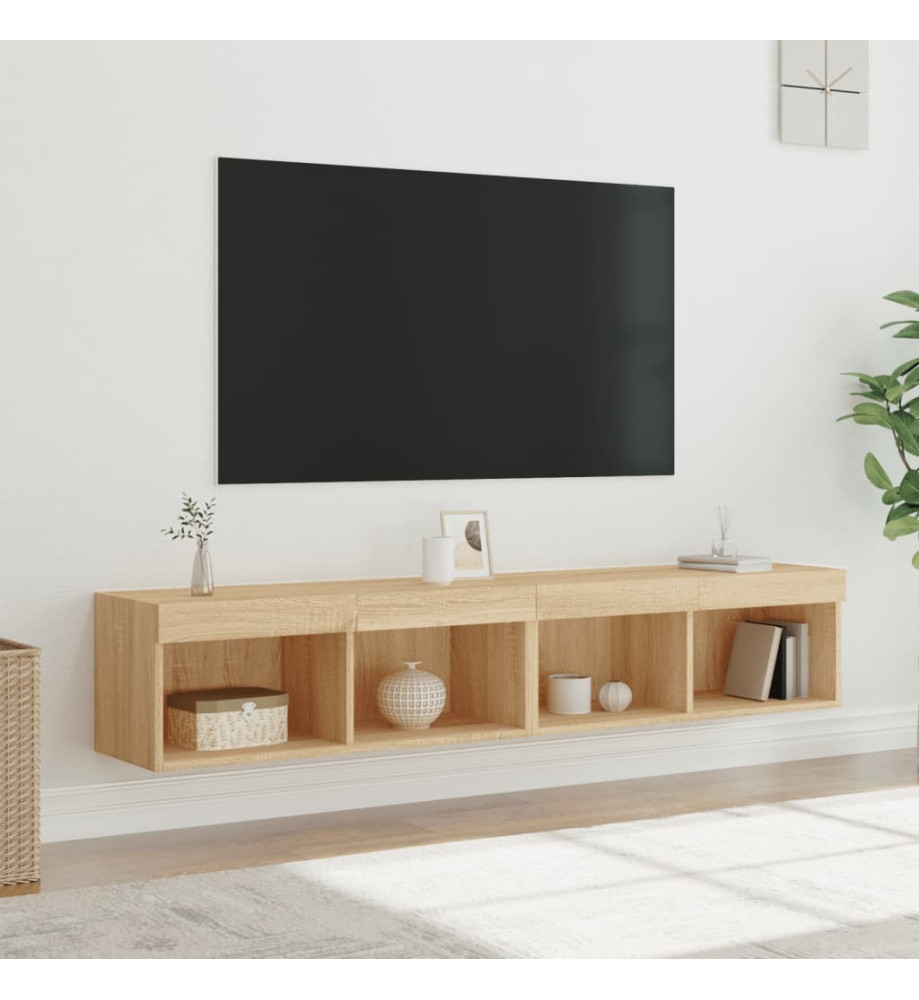 Meubles TV avec lumières LED 2 pcs chêne sonoma 80x30x30 cm