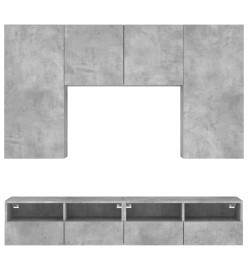 Unités murales TV 5 pcs gris béton bois d'ingénierie