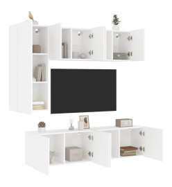 Unités murales TV 5 pcs blanc bois d'ingénierie