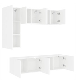 Unités murales TV 5 pcs blanc bois d'ingénierie