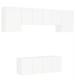 Unités murales TV 6 pcs blanc bois d'ingénierie