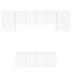 Unités murales TV 6 pcs blanc bois d'ingénierie