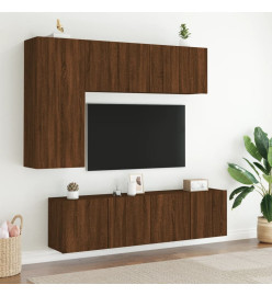 Unités murales TV 5 pcs chêne marron bois d'ingénierie