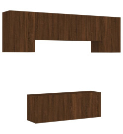 Unités murales TV 6 pcs chêne marron bois d'ingénierie