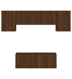 Unités murales TV 6 pcs chêne marron bois d'ingénierie