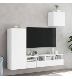 Unités murales TV 4 pcs blanc bois d'ingénierie